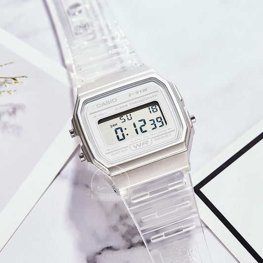 🧊 Casio Transparent Digital Watch – Unisex LED Sport Style