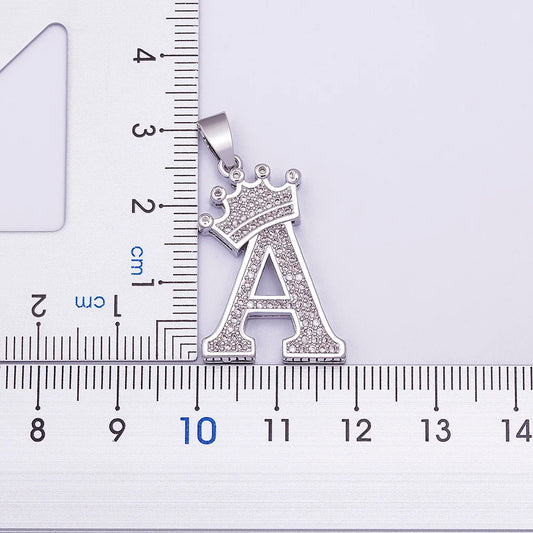 👑 Fashion Luxury A-Z Crown Alphabet Pendant Necklace
