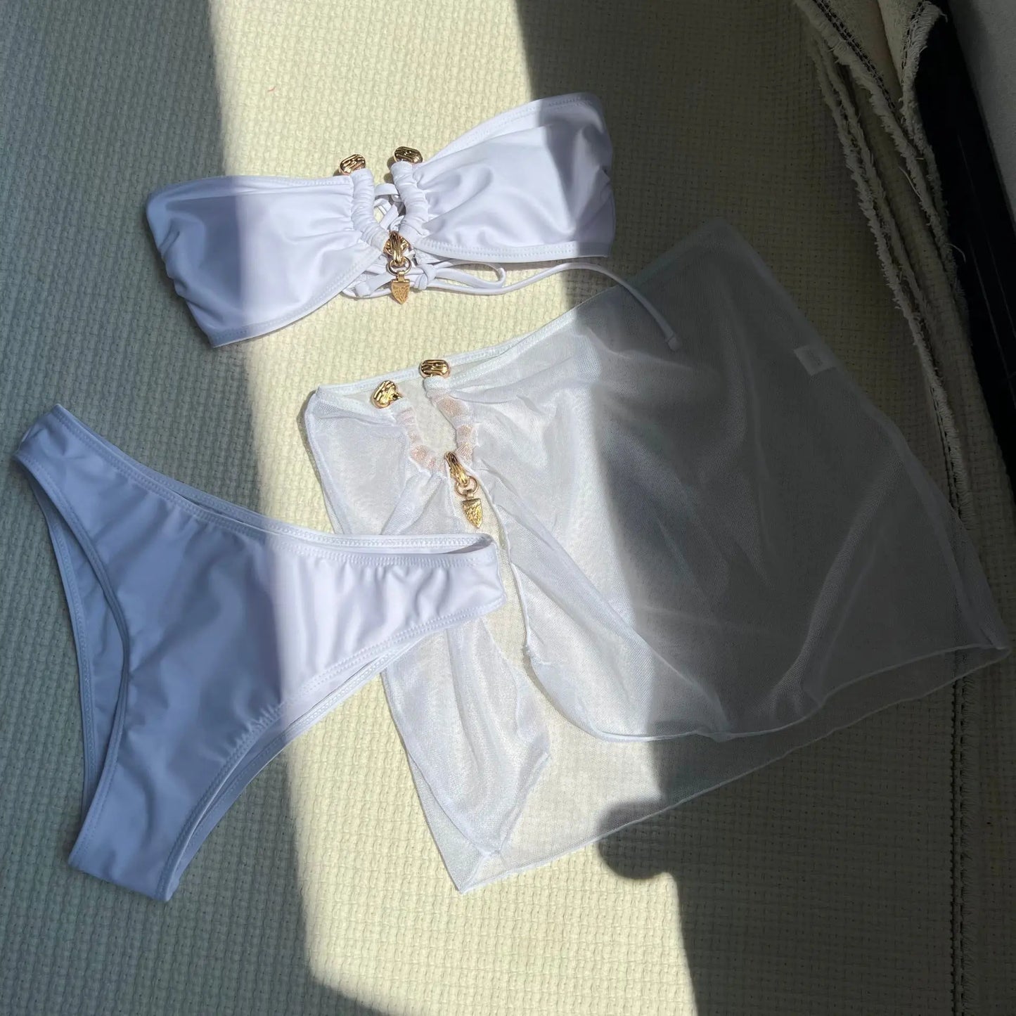 π Goddess Energy β 3-Piece Mesh Skirt Bikini Set