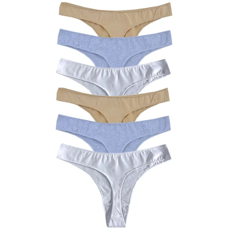 š 6pcs Cotton Women's Thongs ā Breathable Low Waist Underwear