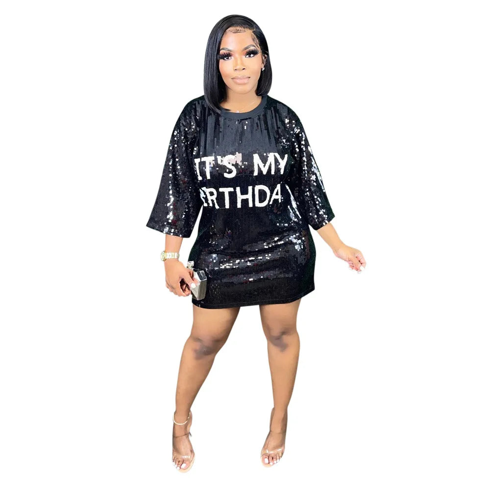 🎉 Women’s Sparkly Birthday Mini Dress ✨