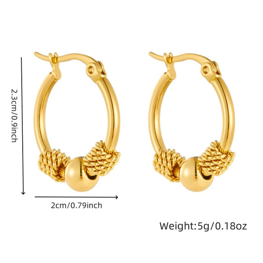 🌟 DIEYURO Golden Woven Hoop Earrings