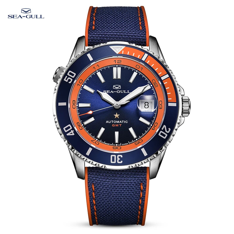 š Seagull Dual Time Zone Men's Watch ā Automatic Mechanical 200M Waterproof