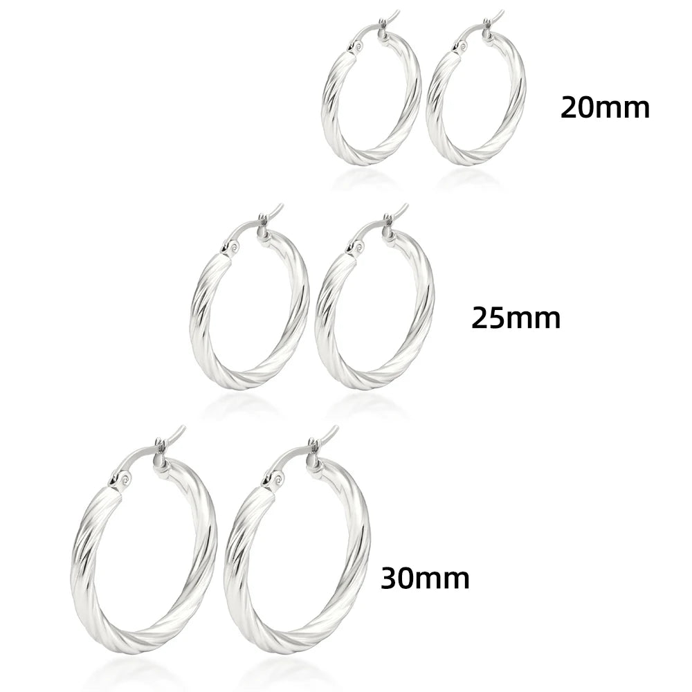 ✨ 3-Pair Vintage Twisted Hoop Set