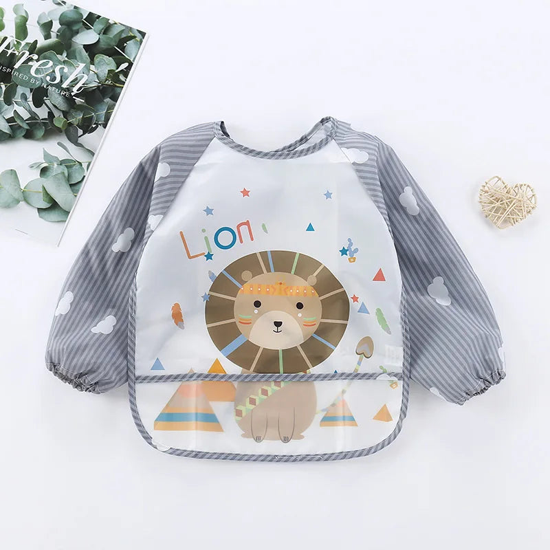 ๐ผ Baby Bibs Cute Colorful Cartoon Waterproof Apron with Sleeves