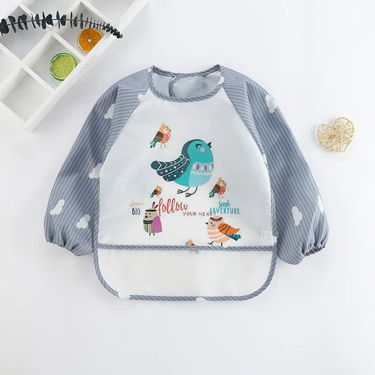 ๐ผ Baby Bibs Cute Colorful Cartoon Waterproof Apron with Sleeves