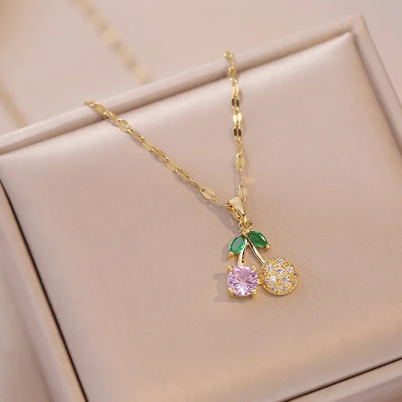 π Colorful Zircon Cherry Necklace