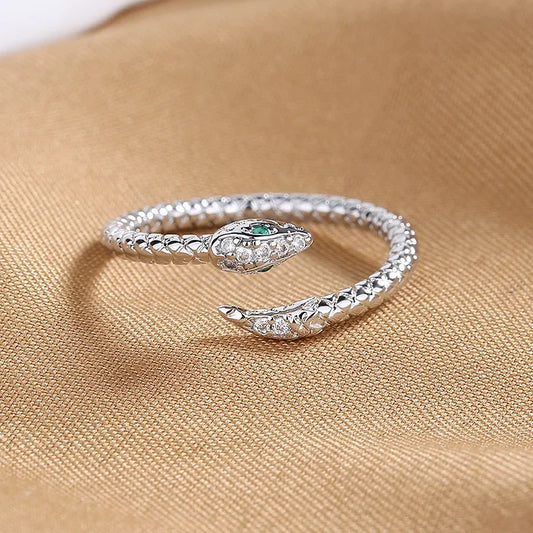🐍 GOLDEN SNAKE RINGS - Adjustable Gothic Zircon Jewelry for Women 💍