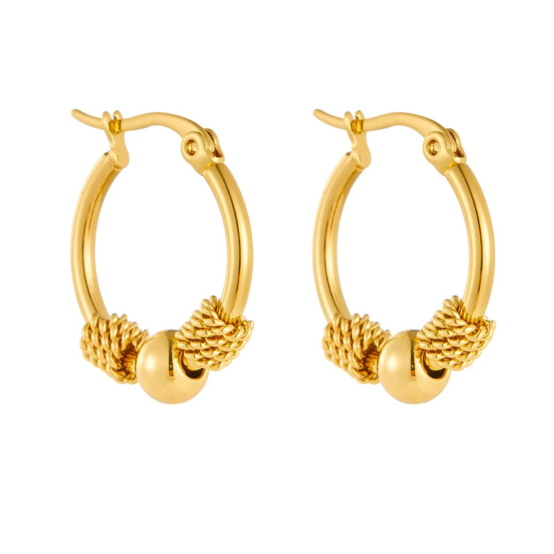 π DIEYURO Golden Woven Hoop Earrings