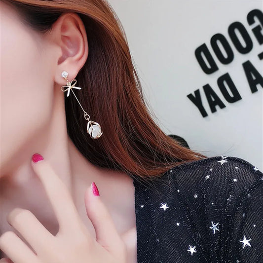 💎 Opal Bow Dangle Earrings