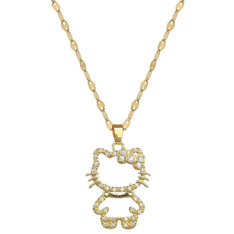 š Kawaii Cute Hello Kitty Necklace with Zircon Charm