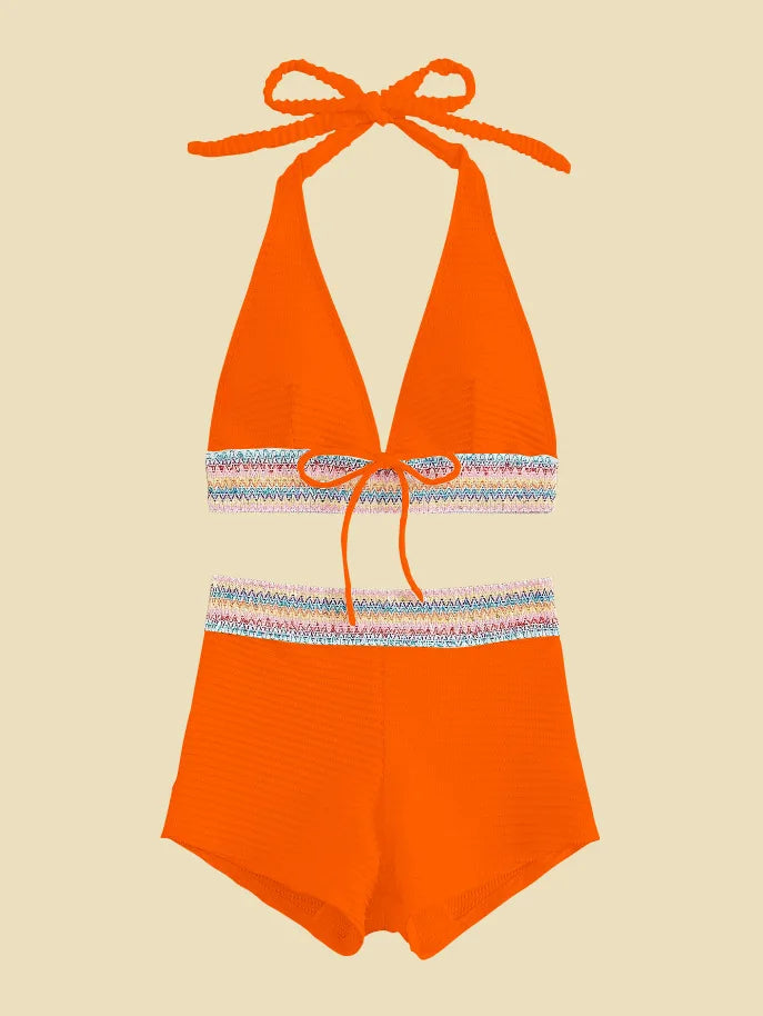 π High-Waisted Sexy White Bikini Set