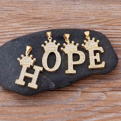 👑 Fashion Luxury A-Z Crown Alphabet Pendant Necklace