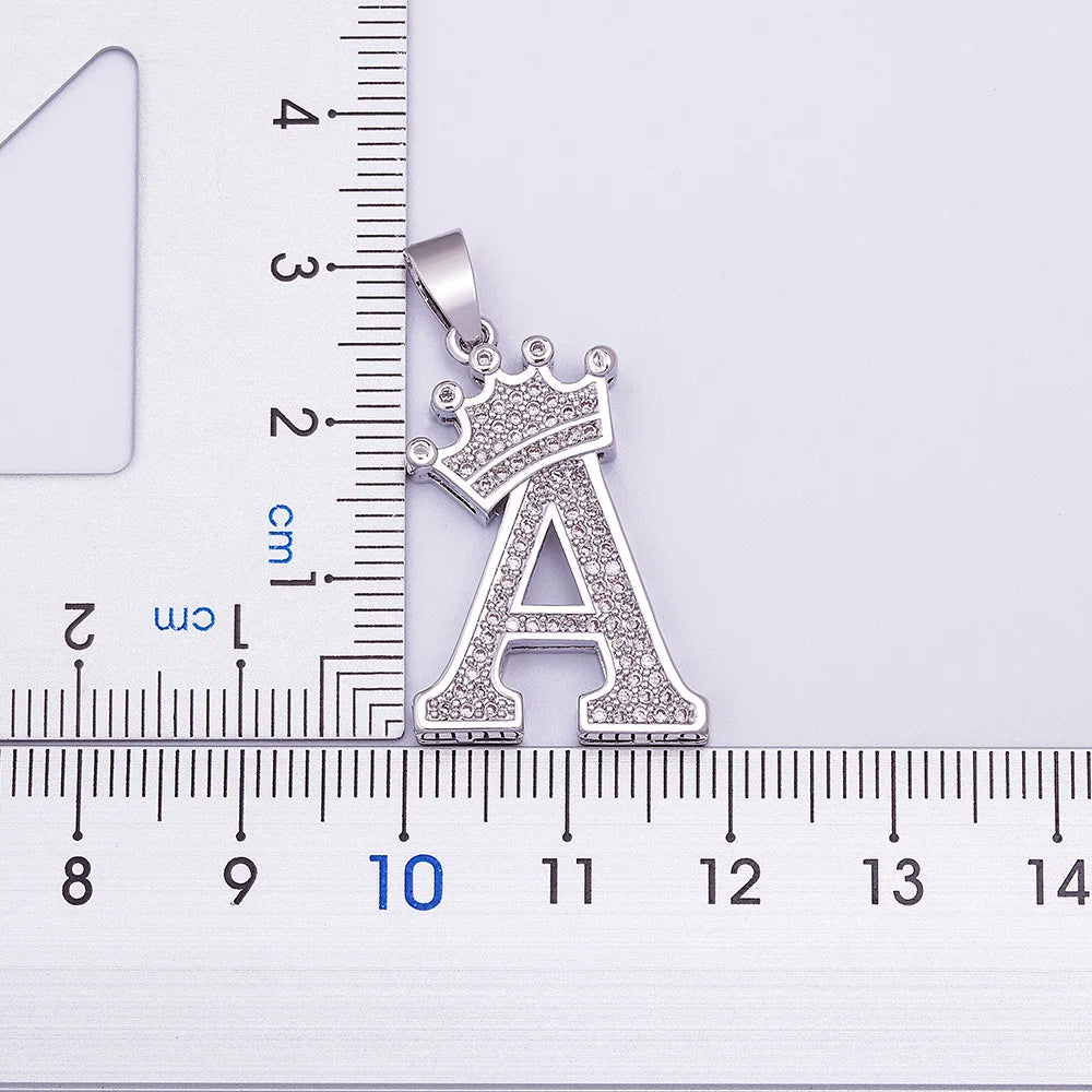 👑 Fashion Luxury A-Z Crown Alphabet Pendant Necklace
