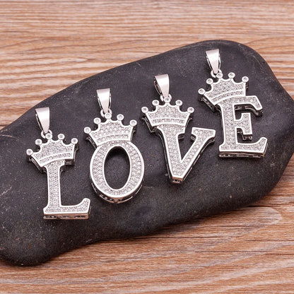 👑 Fashion Luxury A-Z Crown Alphabet Pendant Necklace