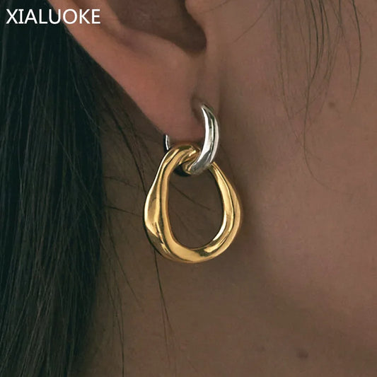 ✨ Vintage Double-Color Metal Stud Earrings