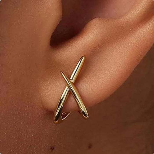 ✨ Trendy Gold Cross Stud Earrings – Minimalist Chic