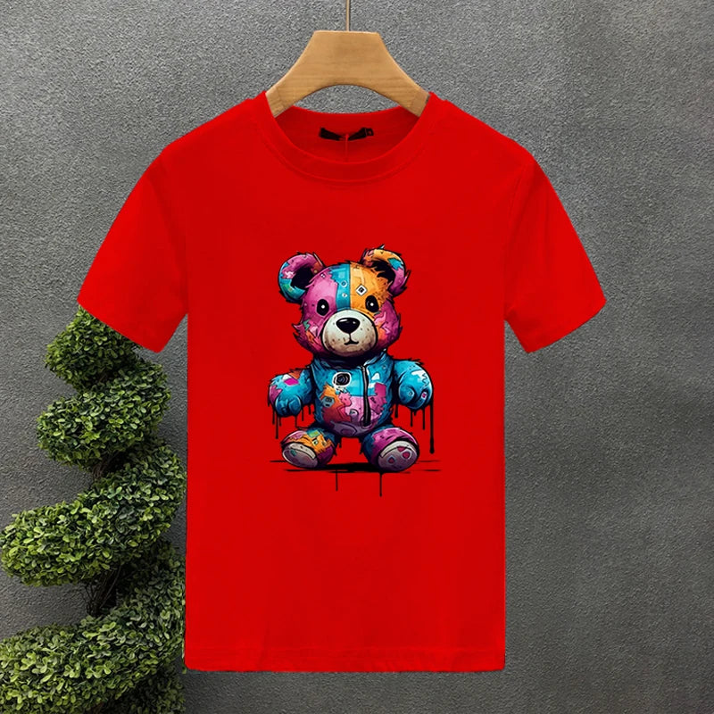 🧸 Men's T-shirt – Bear Print Casual Summer Style