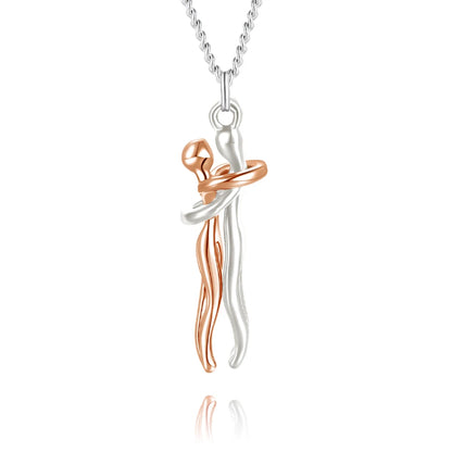 💛 New 14K Gold Embrace Pendant – Romantic Duo Jewelry