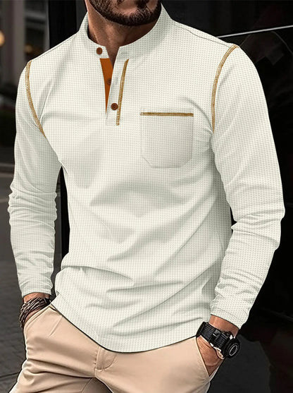 🧵 Men’s Waffle Knit Henley Shirt