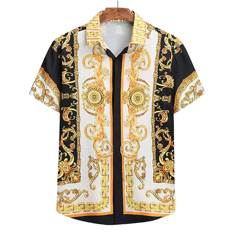 👑 Luxury Men’s Short Sleeve Button-Down Shirt