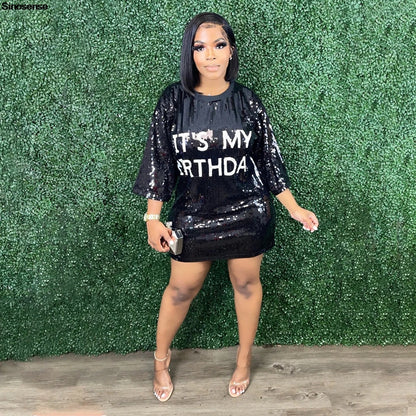 🎉 Women’s Sparkly Birthday Mini Dress ✨