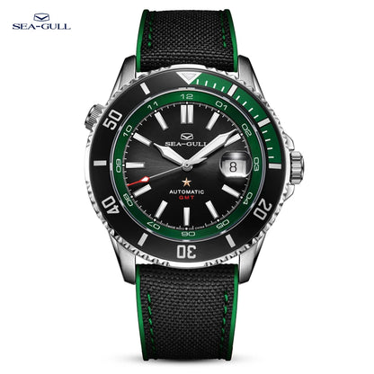 🌊 Seagull Dual Time Zone Men's Watch – Automatic Mechanical 200M Waterproof