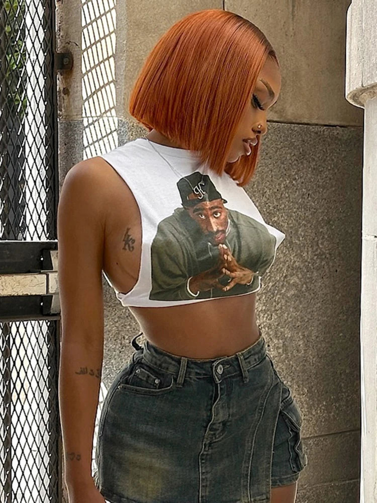 🎨 Portrait Power – The Y2K Graphic Crop Top