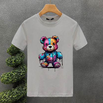 🧸 Men's T-shirt – Bear Print Casual Summer Style