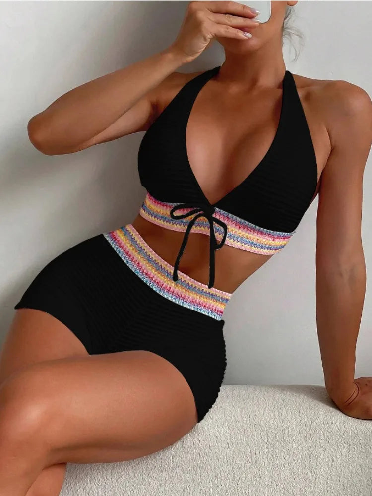 💖 High-Waisted Sexy White Bikini Set