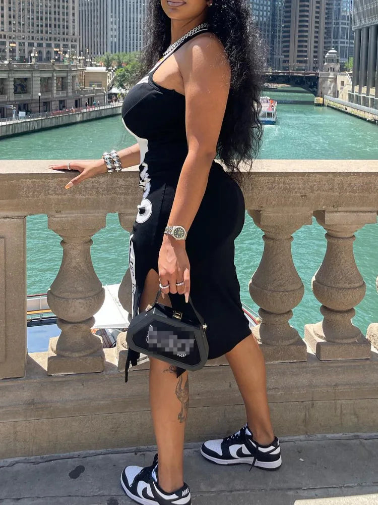 🔥 Stylish Lady Letter Printed Hip Hop Dress
