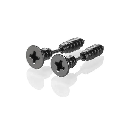 ⚡ 1 Pair Punk Fashion Colorful Stainless Steel Nail Screw Stud Earrings