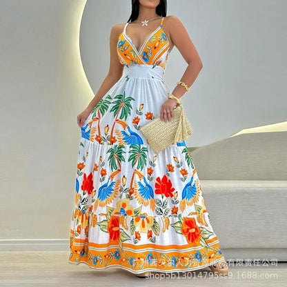 🌴 TROPICAL SUSPENDER MAXI DRESS 👗
