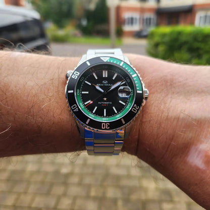 🌊 Seagull Dual Time Zone Men's Watch – Automatic Mechanical 200M Waterproof