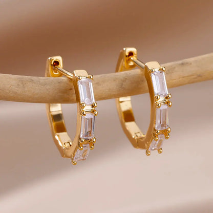 ✨ Heart Stainless Steel Hoop Earrings – Sparkling Elegance