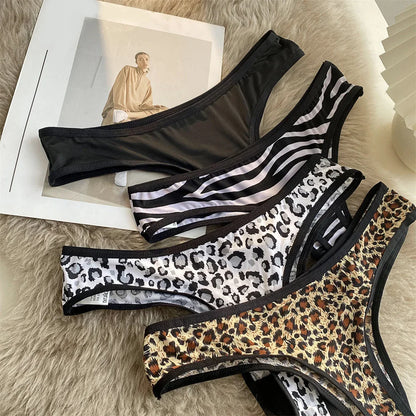 🐆 Leopard-Print Ice Silk Thong – Wild & Seamless Comfort