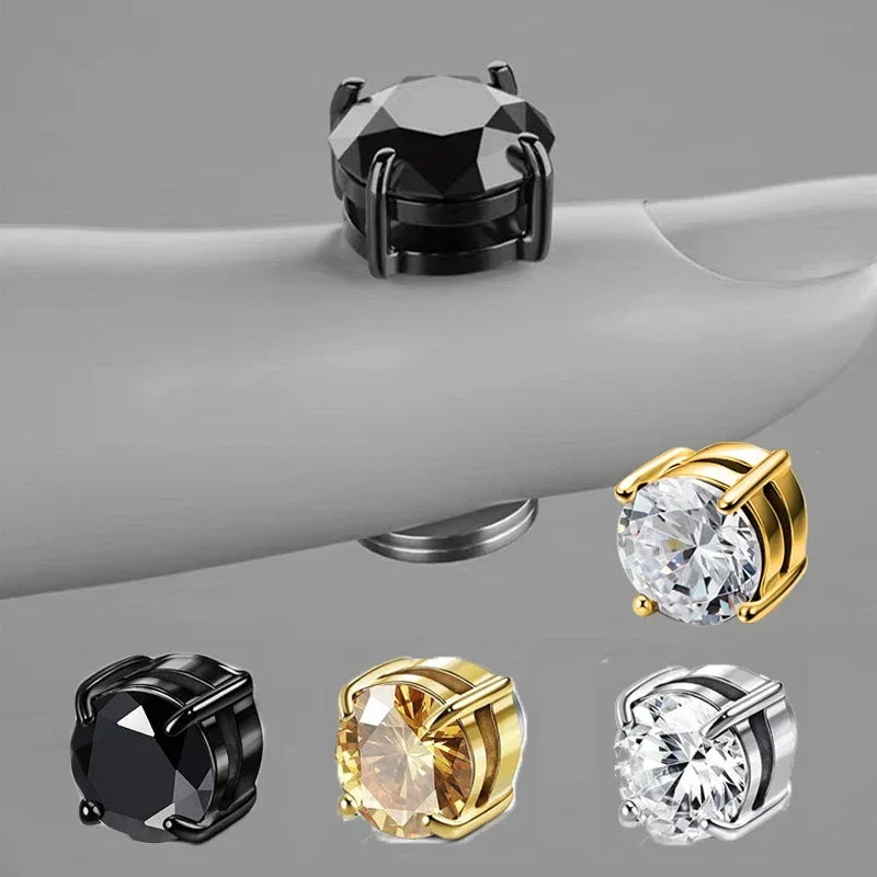 💎 1 Pair Crystal Strong Magnetic Ear Stud Clip Earrings