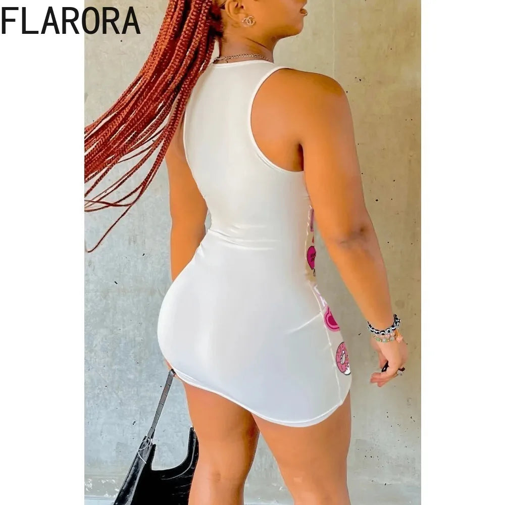 🌺 FLARORA Elegant Printed Mini Dress