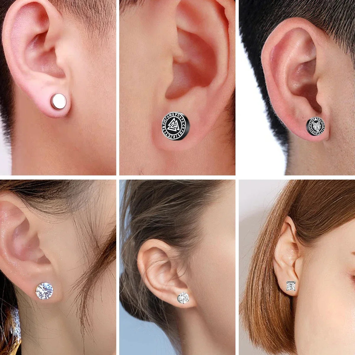 💎 1 Pair Crystal Strong Magnetic Ear Stud Clip Earrings