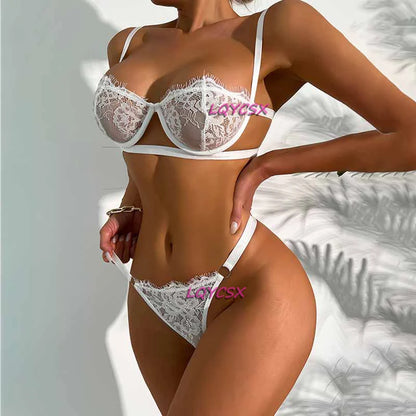 💋 Lace Push-Up Lingerie Set – Sexy & Transparent Elegance