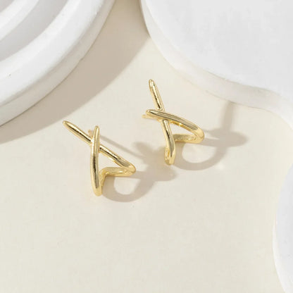 ✨ Trendy Gold Cross Stud Earrings – Minimalist Chic