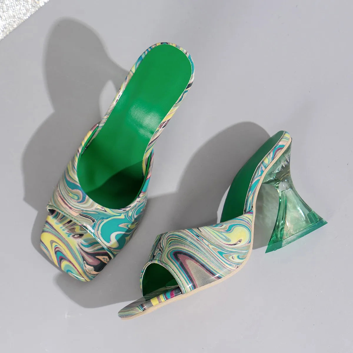 👠 Graffiti Mix Color Heels – Bold Summer Elegance