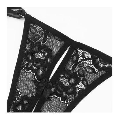 🖤 Black Lace Double Strap Thongs – Adjustable & Alluring