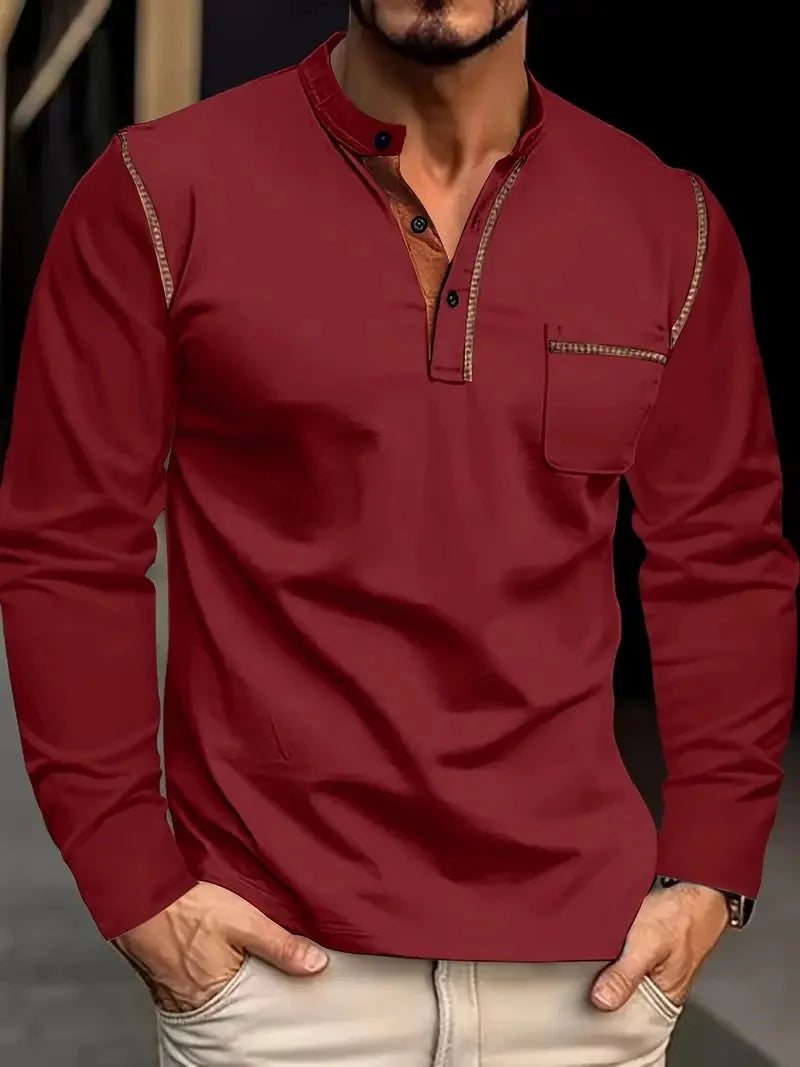 🧵 Men’s Waffle Knit Henley Shirt