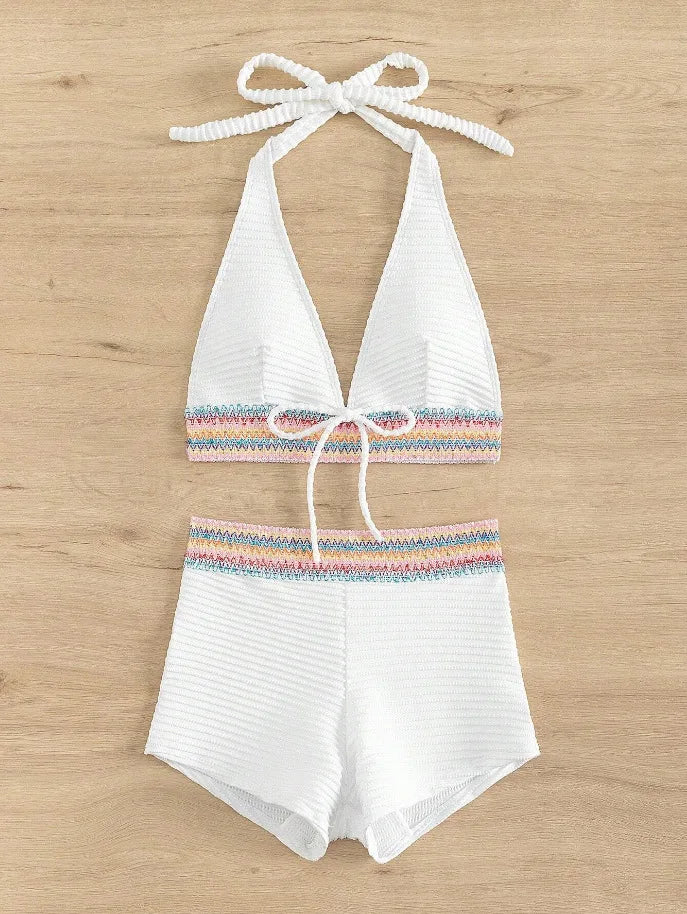 💖 High-Waisted Sexy White Bikini Set