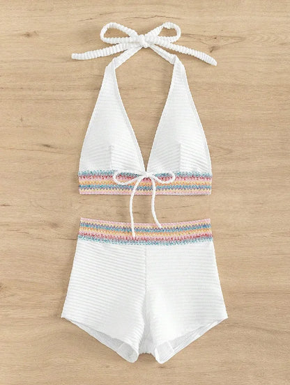 💖 High-Waisted Sexy White Bikini Set