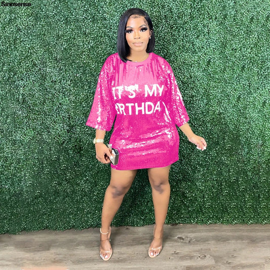🎉 Women’s Sparkly Birthday Mini Dress ✨