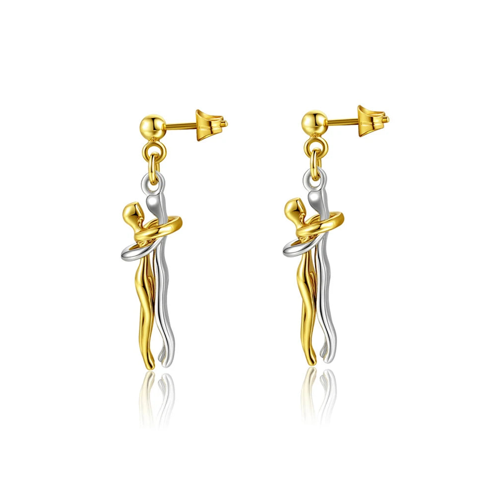 💛 New 14K Gold Embrace Pendant – Romantic Duo Jewelry