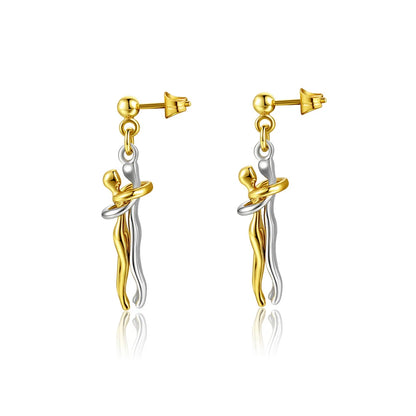 💛 New 14K Gold Embrace Pendant – Romantic Duo Jewelry