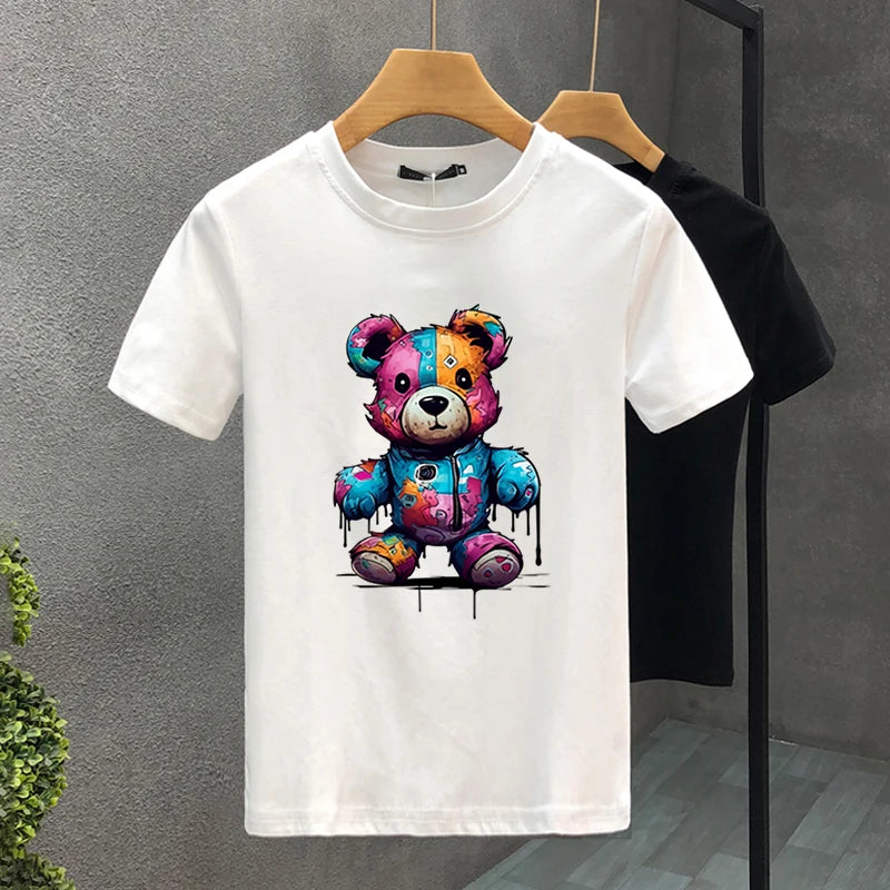 🧸 Men's T-shirt – Bear Print Casual Summer Style